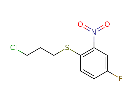 Molecular Structure of 922511-13-5 (Benzene, 1-[(3-chloropropyl)thio]-4-fluoro-2-nitro-)