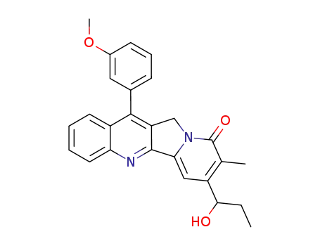 Molecular Structure of 596805-73-1 (Indolizino[1,2-b]quinolin-9(11H)-one,
7-(1-hydroxypropyl)-12-(3-methoxyphenyl)-8-methyl-)