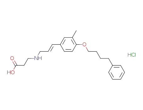 Molecular Structure of 847584-75-2 (b-Alanine, N-[(2E)-3-[3-methyl-4-(4-phenylbutoxy)phenyl]-2-propenyl]-,
hydrochloride)