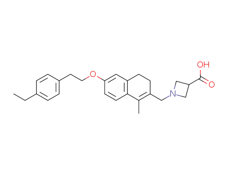 Molecular Structure of 847585-38-0 (3-Azetidinecarboxylic acid,
1-[[6-[2-(4-ethylphenyl)ethoxy]-3,4-dihydro-1-methyl-2-naphthalenyl]meth
yl]-)