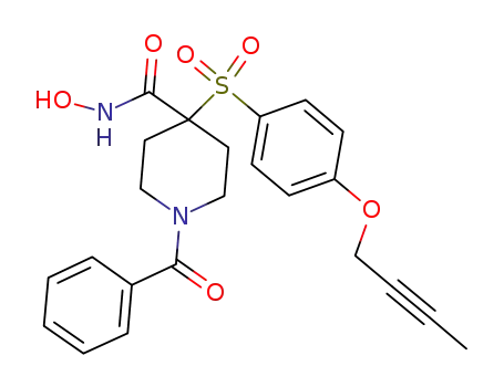 Molecular Structure of 287201-35-8 (4-Piperidinecarboxamide,
1-benzoyl-4-[[4-(2-butynyloxy)phenyl]sulfonyl]-N-hydroxy-)