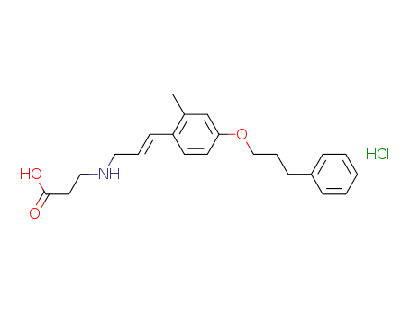 Molecular Structure of 847579-18-4 (b-Alanine, N-[(2E)-3-[2-methyl-4-(3-phenylpropoxy)phenyl]-2-propenyl]-,
hydrochloride)