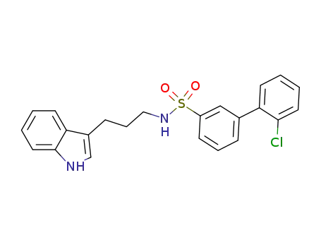 Molecular Structure of 880139-56-0 ([1,1'-Biphenyl]-3-sulfonamide, 2'-chloro-N-[3-(1H-indol-3-yl)propyl]-)