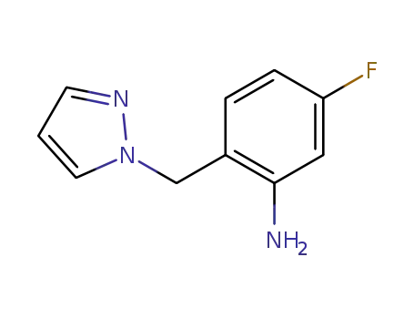 Molecular Structure of 922711-64-6 (Benzenamine, 5-fluoro-2-(1H-pyrazol-1-ylmethyl)-)