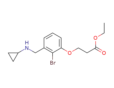 Molecular Structure of 921630-59-3 (Propanoic acid, 3-[2-bromo-3-[(cyclopropylamino)methyl]phenoxy]-,
ethyl ester)