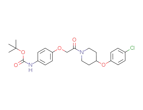 Molecular Structure of 875212-01-4 (Carbamic acid,
[4-[2-[4-(4-chlorophenoxy)-1-piperidinyl]-2-oxoethoxy]phenyl]-,
1,1-dimethylethyl ester)