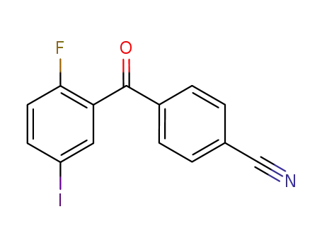 Molecular Structure of 885124-30-1 (Benzonitrile, 4-(2-fluoro-5-iodobenzoyl)-)