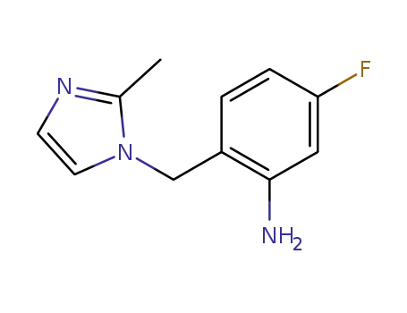 Molecular Structure of 922711-63-5 (Benzenamine, 5-fluoro-2-[(2-methyl-1H-imidazol-1-yl)methyl]-)