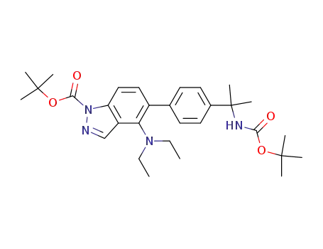 1H-Indazole-1-carboxylic acid,
4-(diethylamino)-5-[4-[1-[[(1,1-dimethylethoxy)carbonyl]amino]-1-methyl
ethyl]phenyl]-, 1,1-dimethylethyl ester