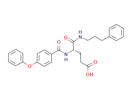 Molecular Structure of 920291-68-5 (Pentanoic acid,
5-oxo-4-[(4-phenoxybenzoyl)amino]-5-[(3-phenylpropyl)amino]-, (4S)-)