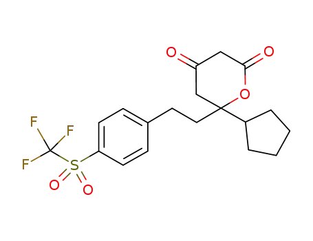 Molecular Structure of 877130-58-0 (2H-Pyran-2,4(3H)-dione,
6-cyclopentyldihydro-6-[2-[4-[(trifluoromethyl)sulfonyl]phenyl]ethyl]-)