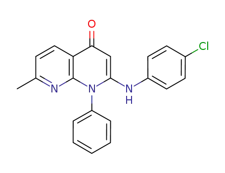Molecular Structure of 503434-90-0 (1,8-Naphthyridin-4(1H)-one,
2-[(4-chlorophenyl)amino]-7-methyl-1-phenyl-)