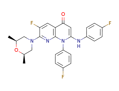 1,8-Naphthyridin-4(1H)-one,  7-[(2S,6R)-2,6-dimethyl-4-morpholinyl]-6-fluoro-1-(4-fluorophenyl)-2-[(4-  fluorophenyl)amino]-