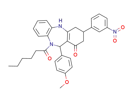 10-hexanoyl-3-{3-nitrophenyl}-11-(4-methoxyphenyl)-2,3,4,5,10,11-hexahydro-1H-dibenzo[b,e][1,4]diazepin-1-one