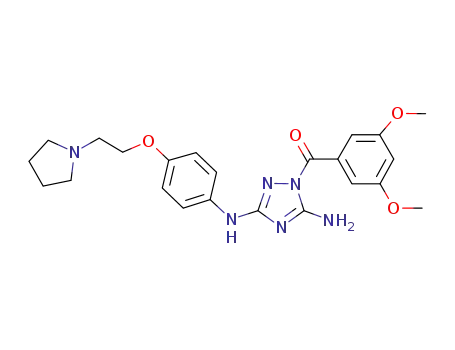 Molecular Structure of 929261-34-7 (Methanone,
[5-amino-3-[[4-[2-(1-pyrrolidinyl)ethoxy]phenyl]amino]-1H-1,2,4-triazol-1
-yl](3,5-dimethoxyphenyl)-)