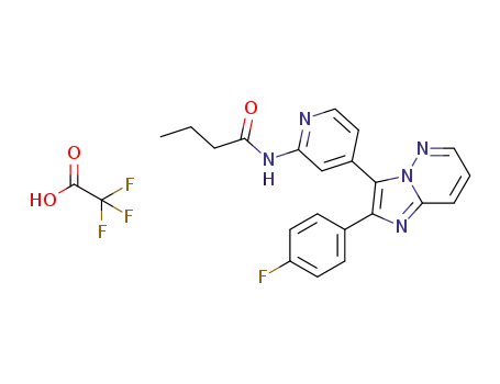 Molecular Structure of 896738-57-1 (Butanamide,
N-[4-[2-(4-fluorophenyl)imidazo[1,2-b]pyridazin-3-yl]-2-pyridinyl]-,
mono(trifluoroacetate))
