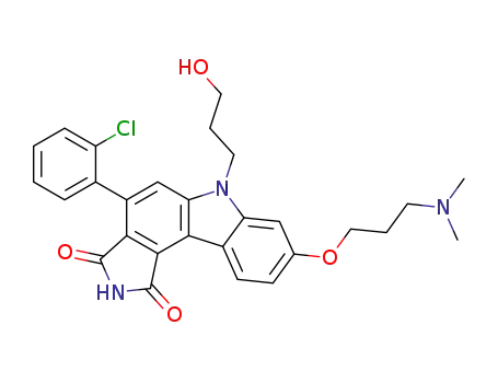 Molecular Structure of 622856-73-9 (Pyrrolo[3,4-c]carbazole-1,3(2H,6H)-dione,
4-(2-chlorophenyl)-8-[3-(dimethylamino)propoxy]-6-(3-hydroxypropyl)-)