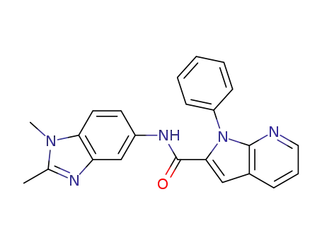 Molecular Structure of 920978-81-0 (1H-Pyrrolo[2,3-b]pyridine-2-carboxamide,
N-(1,2-dimethyl-1H-benzimidazol-5-yl)-1-phenyl-)