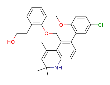 Molecular Structure of 929526-47-6 (Benzeneethanol,
2-[[6-(5-chloro-2-methoxyphenyl)-1,2-dihydro-2,2,4-trimethyl-5-quinolinyl
]methoxy]-)