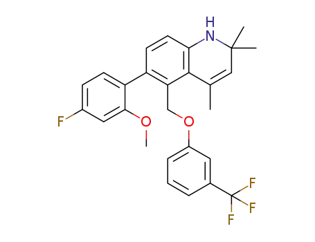 Molecular Structure of 929526-24-9 (Quinoline,
6-(4-fluoro-2-methoxyphenyl)-1,2-dihydro-2,2,4-trimethyl-5-[[3-(trifluoro
methyl)phenoxy]methyl]-)