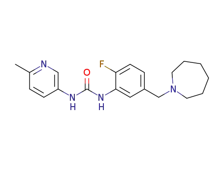 Molecular Structure of 873699-75-3 (Urea,
N-[2-fluoro-5-[(hexahydro-1H-azepin-1-yl)methyl]phenyl]-N'-(6-methyl-3-
pyridinyl)-)