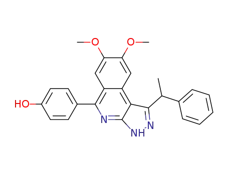 Molecular Structure of 838854-58-3 (Phenol,
4-[7,8-dimethoxy-1-(1-phenylethyl)-3H-pyrazolo[3,4-c]isoquinolin-5-yl]-)