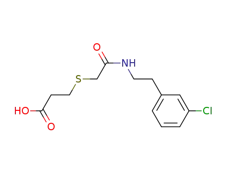 Molecular Structure of 928628-68-6 (Propanoic acid, 3-[[2-[[2-(3-chlorophenyl)ethyl]amino]-2-oxoethyl]thio]-)