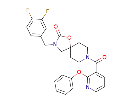 Molecular Structure of 917913-93-0 (1-Oxa-3,8-diazaspiro[4.5]decan-2-one,
3-[(3,4-difluorophenyl)methyl]-8-[(2-phenoxy-3-pyridinyl)carbonyl]-)