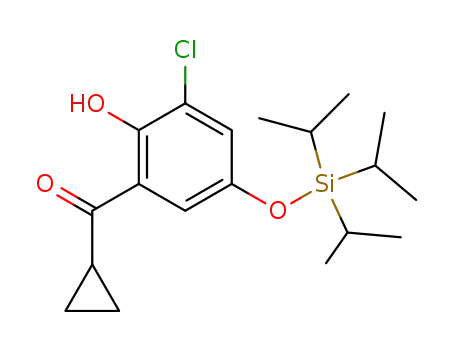 Molecular Structure of 918310-94-8 (Methanone,
[3-chloro-2-hydroxy-5-[[tris(1-methylethyl)silyl]oxy]phenyl]cyclopropyl-)