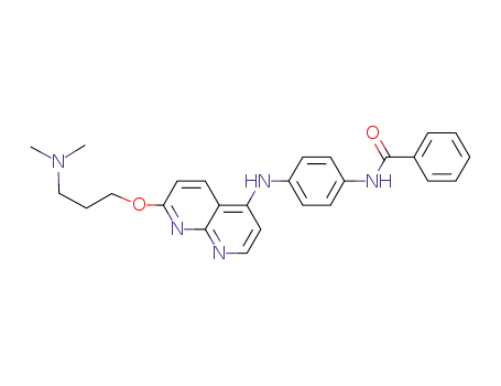 Molecular Structure of 1203509-98-1 (N-(4-(7-(3-dimethylamino-propoxy)-1,8-naphthyridin-4-yl-amino)phenyl)benzamide)