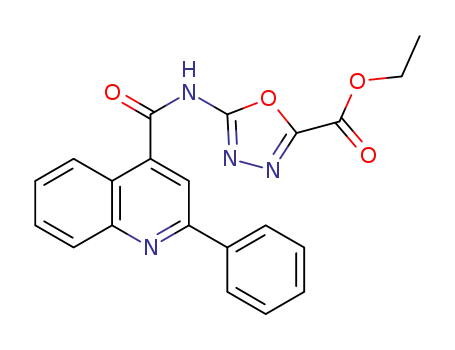 Molecular Structure of 1236056-69-1 (N-(5-ethoxycarbonyl-1,3,4-oxadiazol-2-yl)-2-phenyl-4-quinolinecarboxamide)