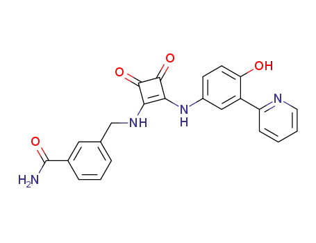 Molecular Structure of 924910-05-4 (Benzamide,
3-[[[2-[[4-hydroxy-3-(2-pyridinyl)phenyl]amino]-3,4-dioxo-1-cyclobuten-1-
yl]amino]methyl]-)