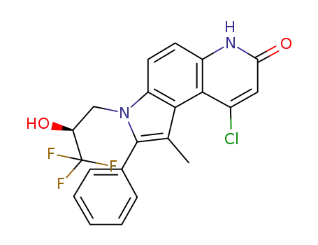 Molecular Structure of 917892-27-4 (7H-Pyrrolo[3,2-f]quinolin-7-one,
9-chloro-3,6-dihydro-1-methyl-2-phenyl-3-[(2S)-3,3,3-trifluoro-2-hydroxy
propyl]-)