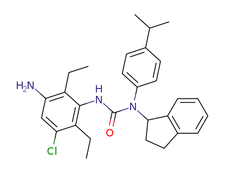 Molecular Structure of 916585-99-4 (Urea,
N'-(3-amino-5-chloro-2,6-diethylphenyl)-N-(2,3-dihydro-1H-inden-1-yl)-
N-[4-(1-methylethyl)phenyl]-)