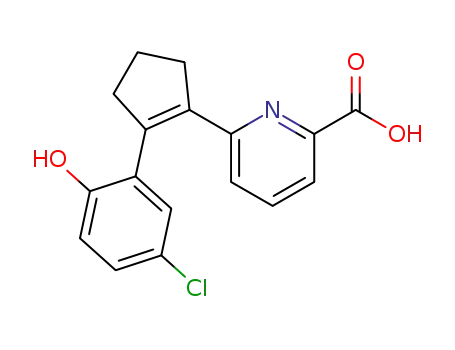 Molecular Structure of 612833-02-0 (2-Pyridinecarboxylic acid,
6-[2-(5-chloro-2-hydroxyphenyl)-1-cyclopenten-1-yl]-)