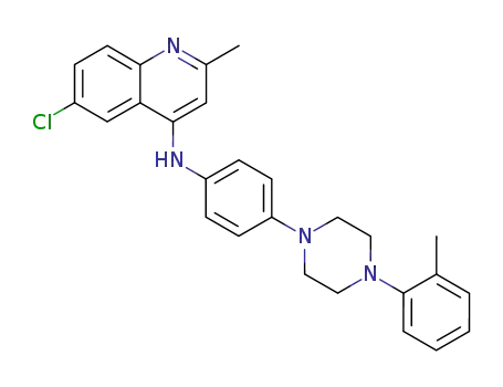 Molecular Structure of 87602-49-1 ((6-Chloro-2-methyl-quinolin-4-yl)-[4-(4-o-tolyl-piperazin-1-yl)-phenyl]-amine)