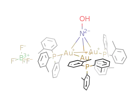 Molecular Structure of 259853-62-8 ([(P(o-tolyl)3Au)3(μ-NOH)]BF4)