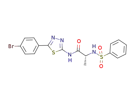 Molecular Structure of 1072008-41-3 ((2R)-N-[5-(4-bromophenyl)-1,3,4-thiadiazol-2-yl]-2-[(phenylsulfonyl)amino]propanamide)