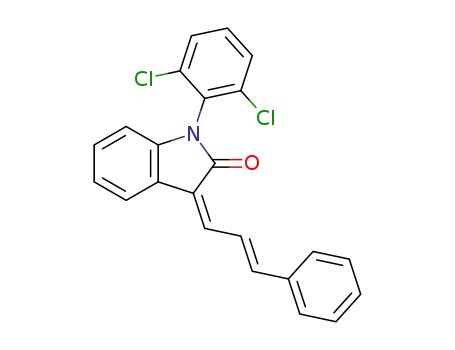 Molecular Structure of 1257095-18-3 ((3Z)-1-(2,6-dichlorophenyl)-3-((E)-3-phenylallylidene)indolin-2-one)