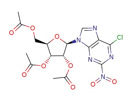 Molecular Structure of 266360-68-3 (6-Chloro-2-nitro-9-(2,3,5-tri-O-acetyl-β-D-ribofuranosyl)-9H-purine)