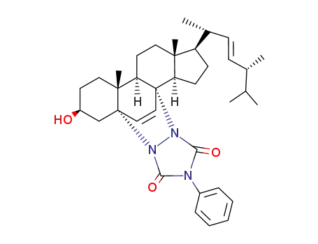 Molecular Structure of 10123-90-7 (3β-hydroxy-3',5'-dioxo-4'-phenyl-5,8<1',2'>-1',2',4'-triazolidino-5α,8α-ergosta-6,22-diene)