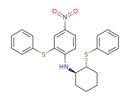 Molecular Structure of 110228-51-8 (Benzenamine, 4-nitro-2-(phenylthio)-N-[2-(phenylthio)cyclohexyl]-, trans-)