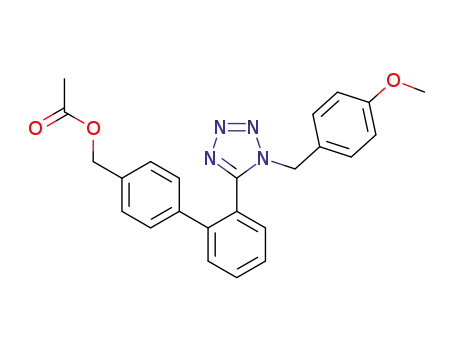 Molecular Structure of 1301606-98-3 ({2'-{1-(p-methoxybenzyl)-1H-tetrazol-5-yl}biphenyl-4-yl}methyl acetate)