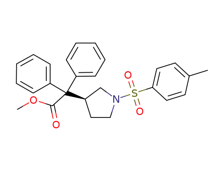 Molecular Structure of 1072227-66-7 (methyl 2,2-diphenyl-2-((S)-1-tosyl-pyrrolidin-3-yl)-acetate)