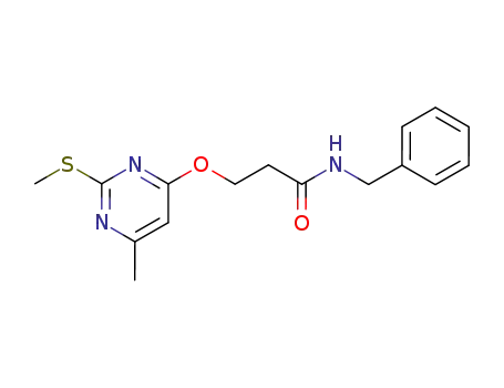 Molecular Structure of 109389-03-9 (4-(N-benzylcarbamoylethoxy)-6-methyl-2-methylthiopyrimidine)