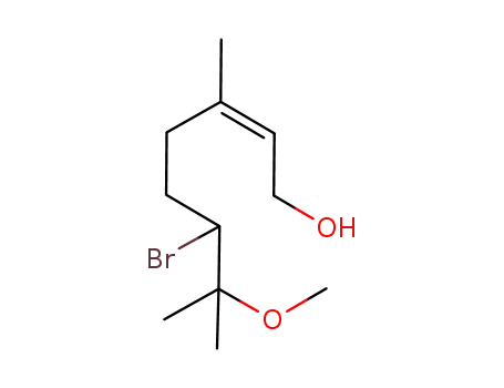 Molecular Structure of 894806-14-5 ((2Z)-6-bromo-3,7-dimethyl-7-methoxyoct-2-en-1-ol)