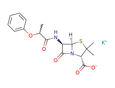4-Thia-1-azabicyclo[3.2.0]heptane-2-carboxylicacid, 3,3-dimethyl-7-oxo-6-[(1-oxo-2-phenoxypropyl)amino]-, potassium salt(1:1)