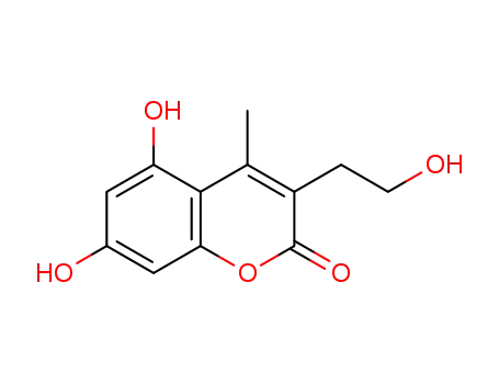 Molecular Structure of 155935-98-1 (5,7-dihydroxy-3-(2-hydroxyethyl)-4-methyl-2H-1-benzopyran-2-one)