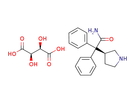 Molecular Structure of 134002-26-9 (3-(S)-(+)-(1-Carbamoyl-1,1-diphenylmethyl)pyrroloidine-L-(+)-tartarate)