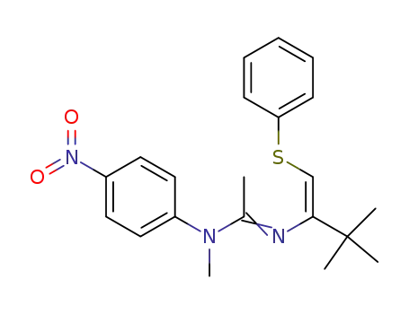 Molecular Structure of 124251-71-4 ((Z)-N-methyl-N-(4-nitrophenyl)-N'-<1-(phenylthio)-3,3-dimethylbut-1-en-2-yl>acetamidine)